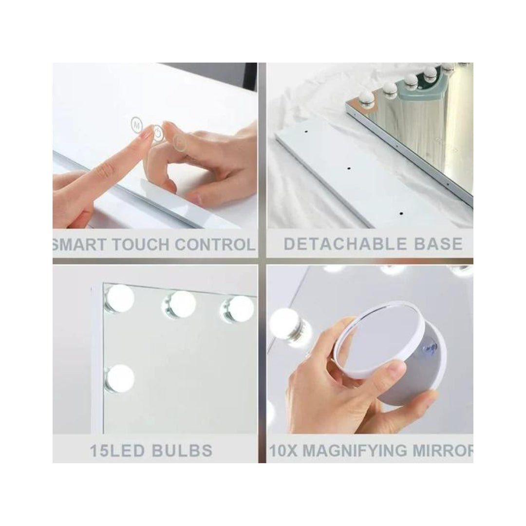 LED Lighted Tabletop Hollywood Vanity Makeup Mirror - Selfcare on Sundays