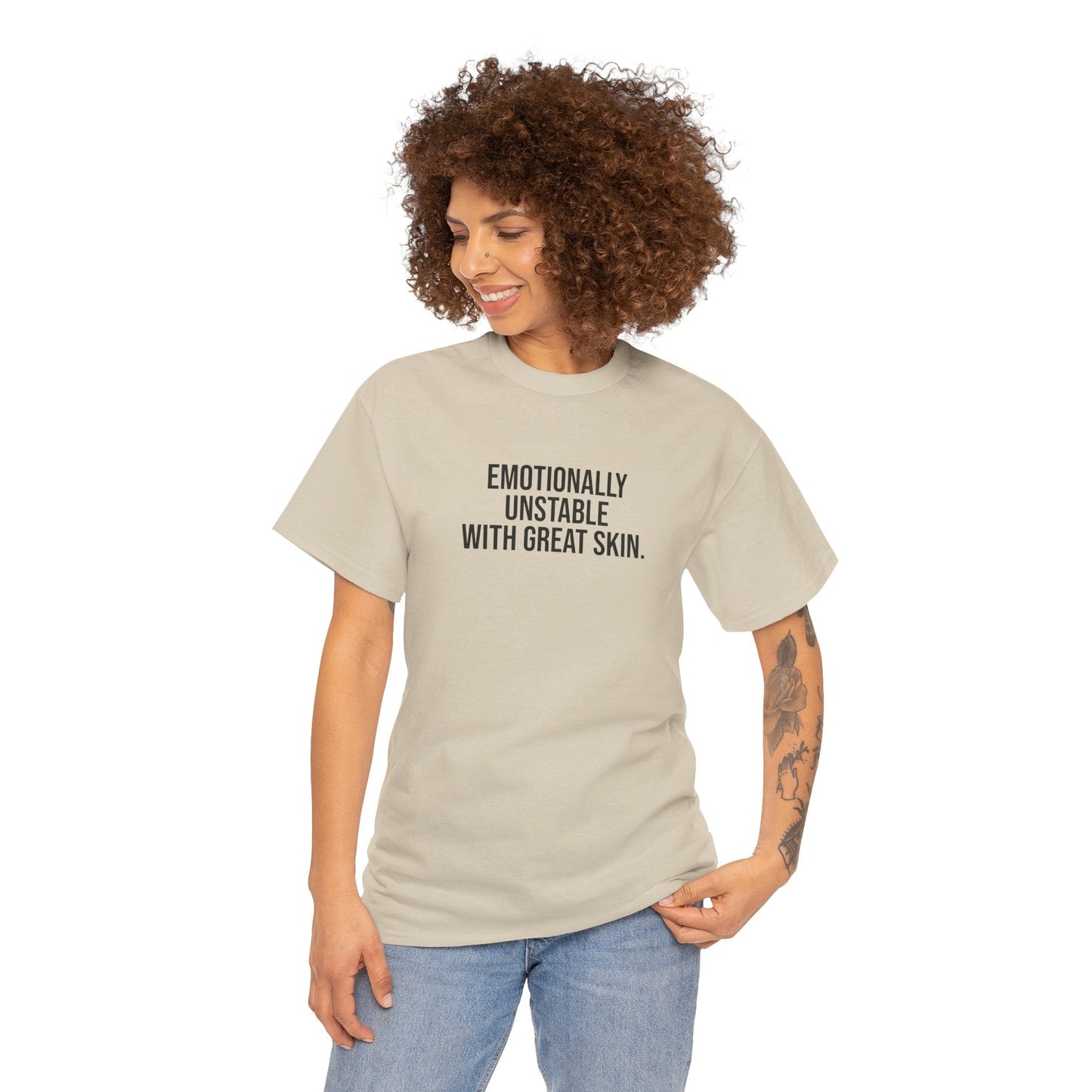 Emotionally Unstable with Great Skin Unisex Cotton Tee - Selfcare on Sundays