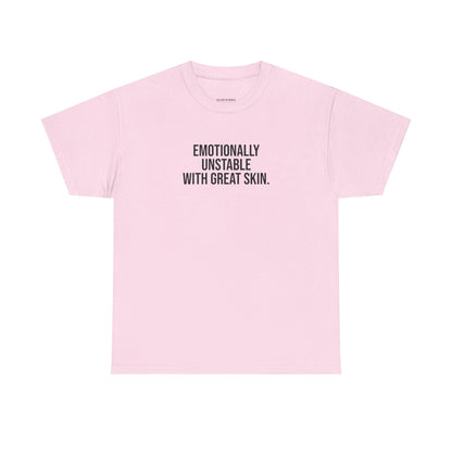 Emotionally Unstable with Great Skin Unisex Cotton Tee - Selfcare on Sundays