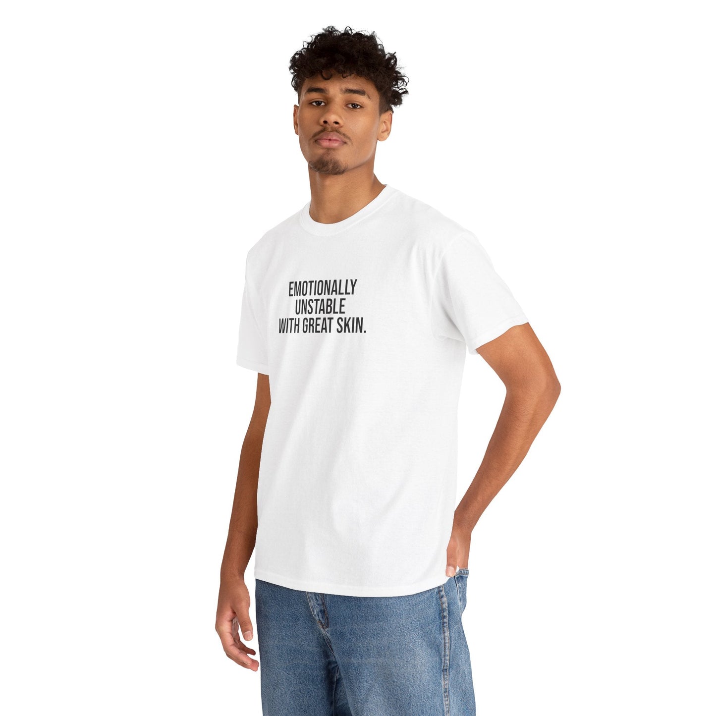 Emotionally Unstable with Great Skin Unisex Cotton Tee - Selfcare on Sundays